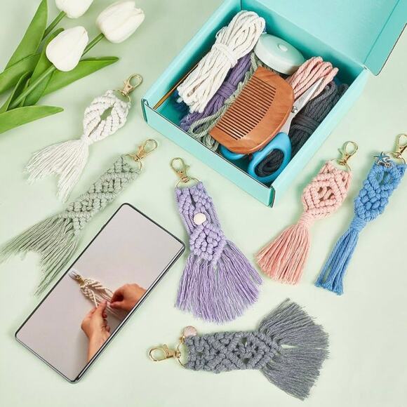 New DIY Seashell Macrame Keychain Kit for Beginners - Picture 4 of 7